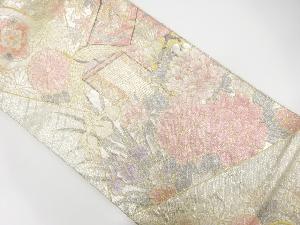 佐賀錦御所車に牡丹・菖蒲・鼓模様織出し袋帯